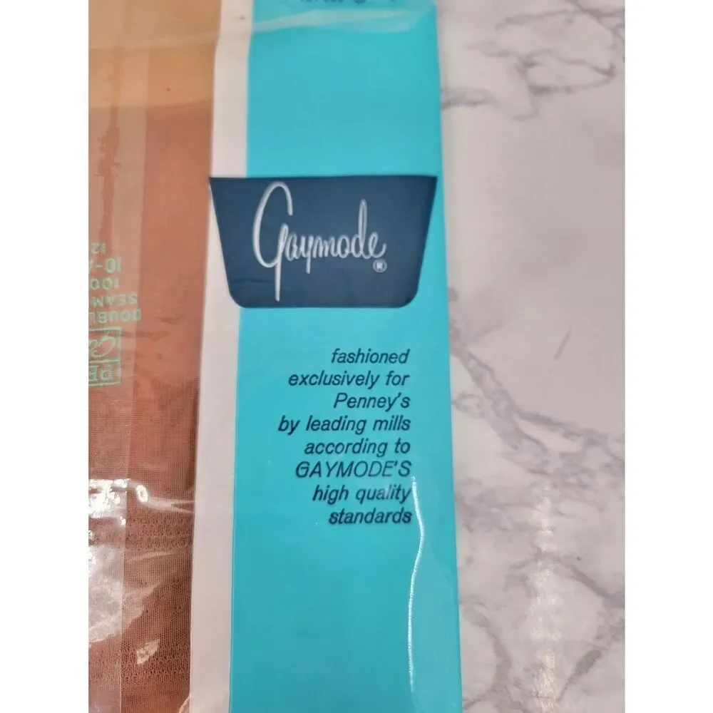 Gaymode Vintage Seamless Thigh High Pantyhose Nylon Double Loop Knit Suntan